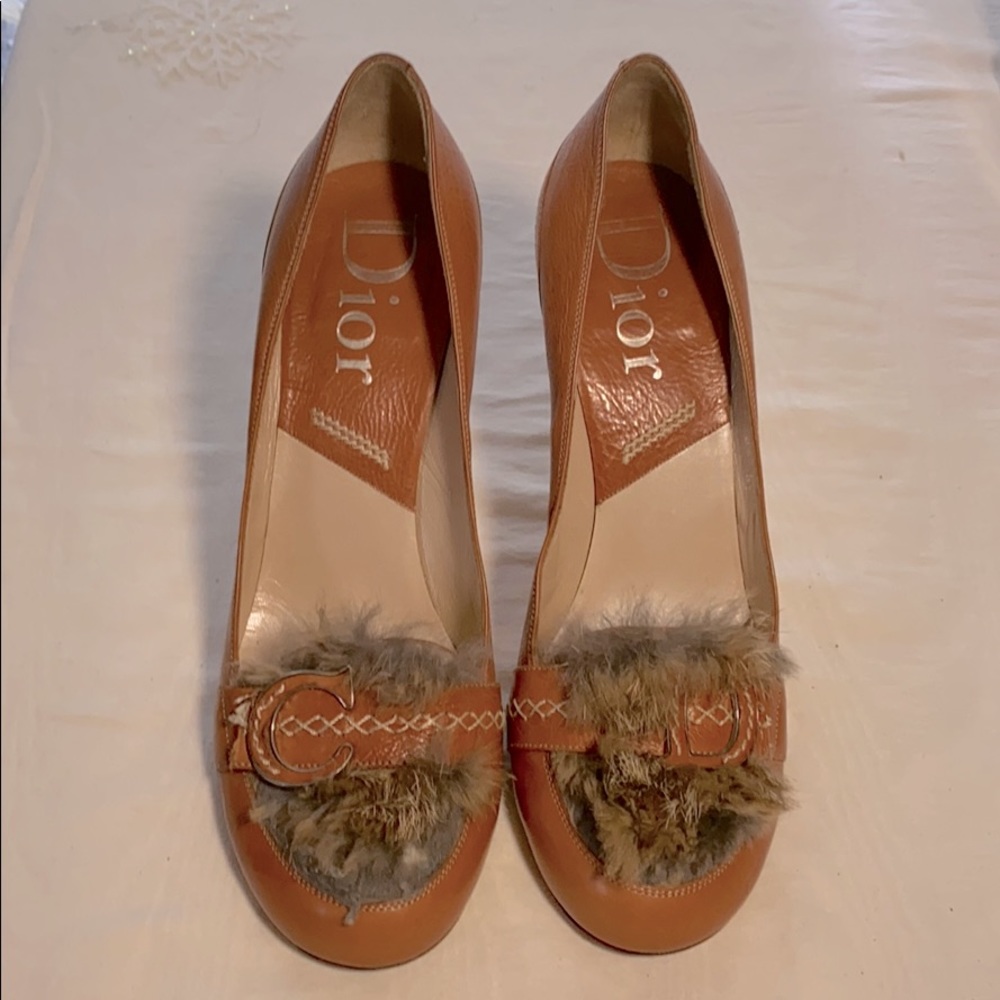 Dior Rabbit Fur and Leather Pumps